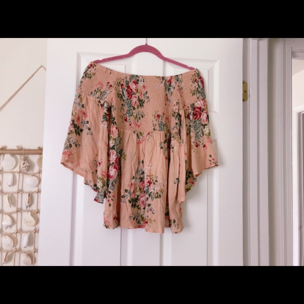 Angie Floral Top Boho Off The Shoulder